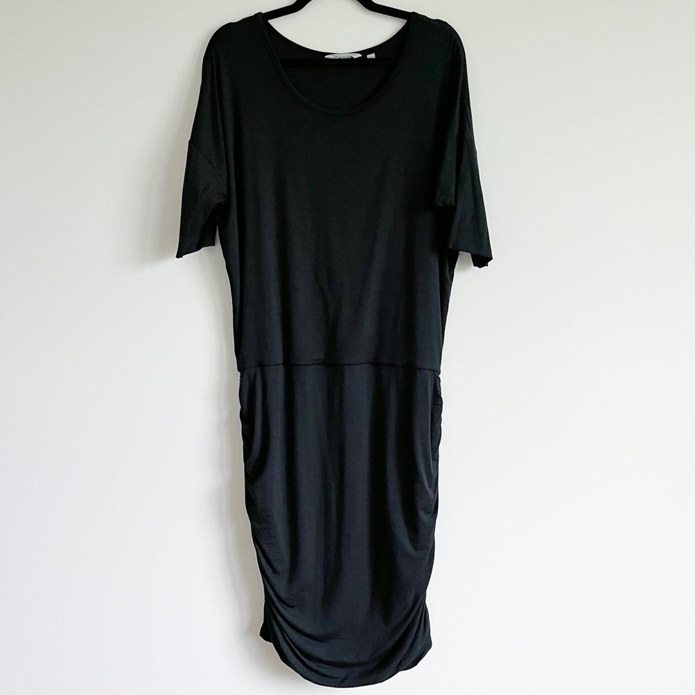 Athleta Ruched Side Shirring Dress in Black